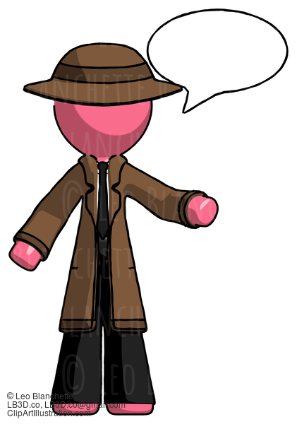 Pink Detective Man With Word Bubble Talking Chat Icon #1863