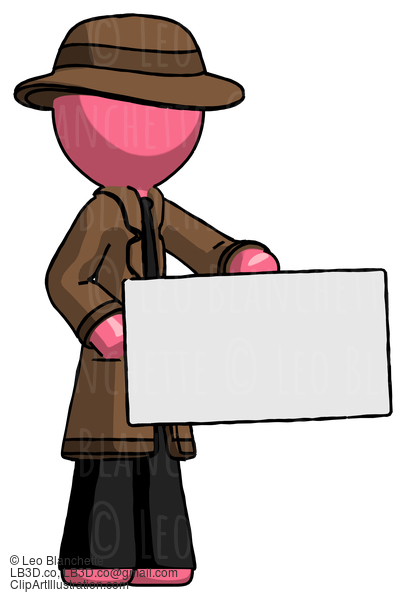 Pink Detective Man Presenting Large Envelope #1869