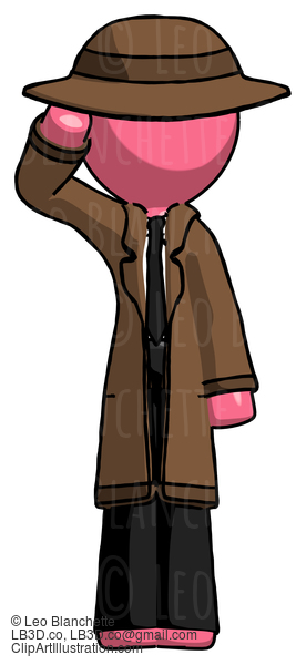 Pink Detective Man Soldier Salute Pose #1882