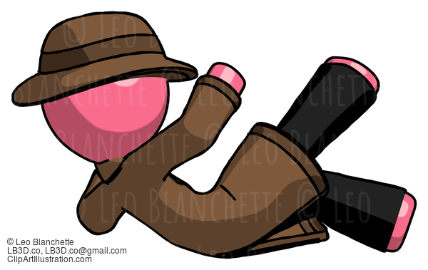 Pink Detective Man Falling Backwards #1889