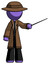 Purple Detective Man Teacher or conductor with stick or baton directing