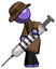 Purple Detective Man Using Syringe Giving Injection