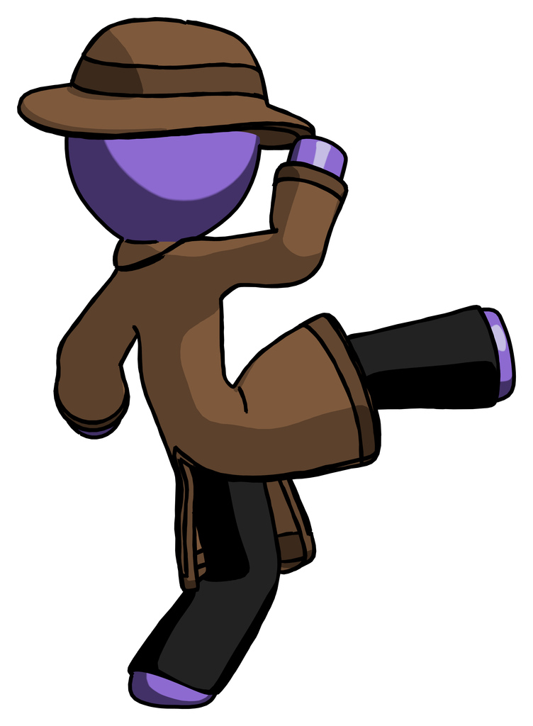 Purple Detective Man kick pose