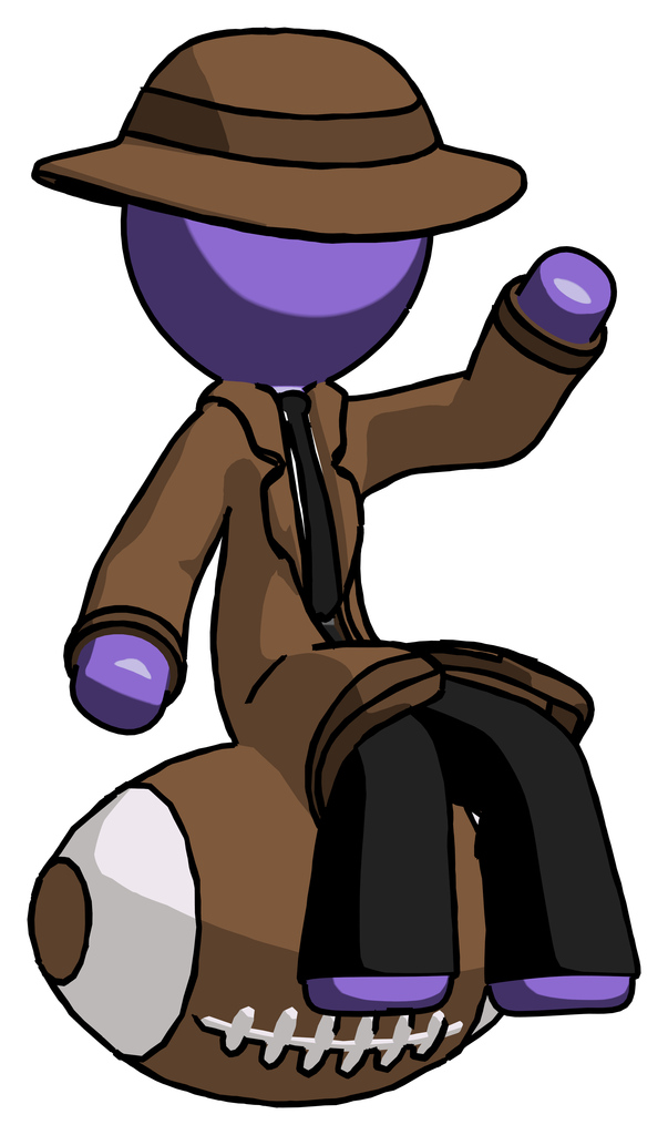 Purple Detective Man sitting on giant football