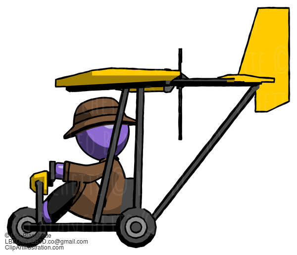 Purple Detective Man In Ultralight Aircraft Side View #2818