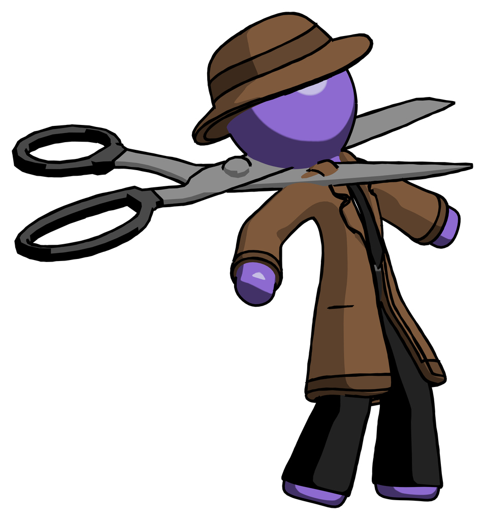 Purple Detective Man scissor beheading office worker execution