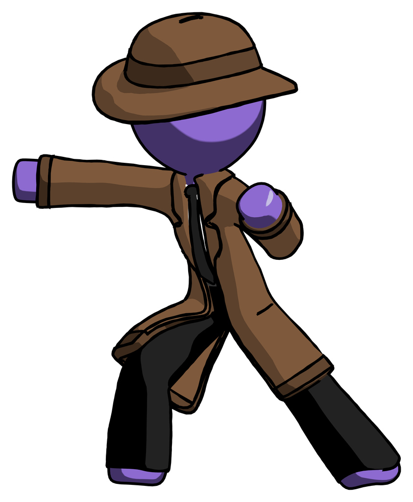 Purple Detective Man martial arts punch left