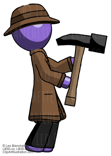 Purple Detective Man Hammering Something On The Right #2826