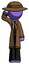 Purple Detective Man Soldier Salute Pose