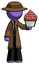 Purple Detective Man presenting pink cupcake to viewer