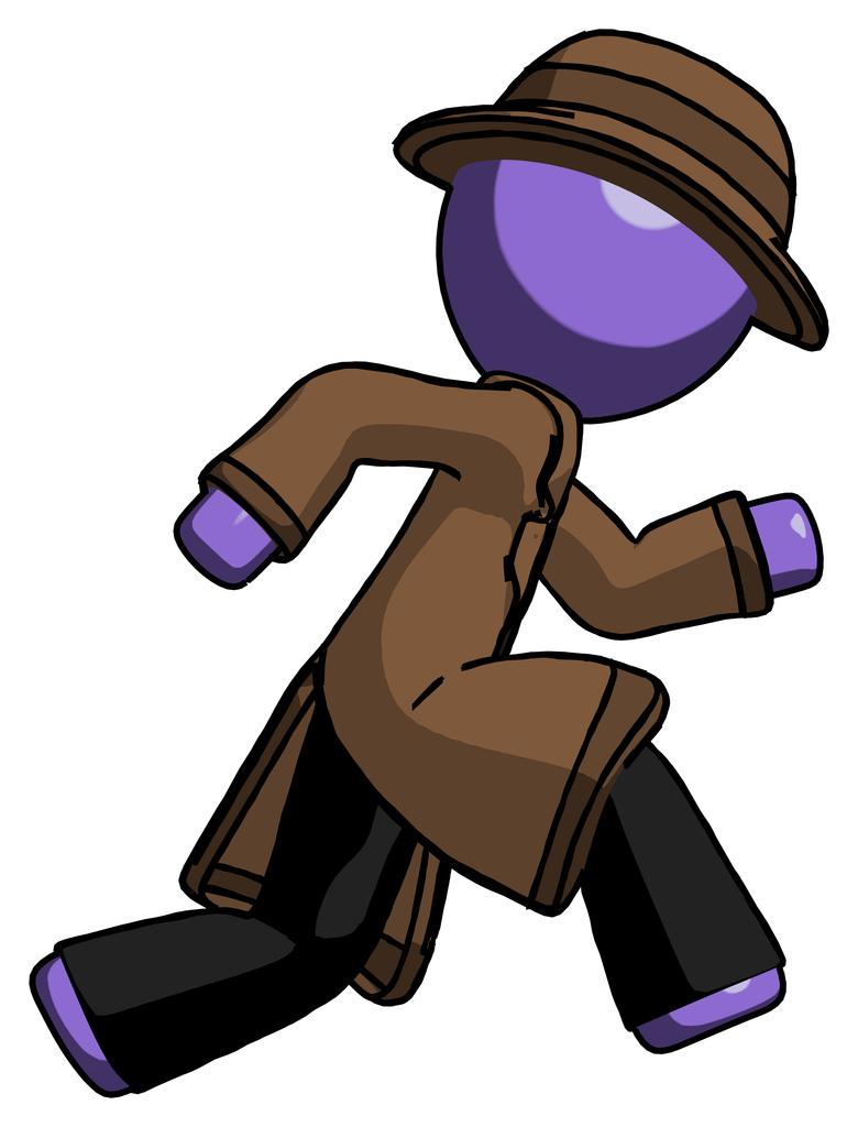 Purple Detective man running fast right