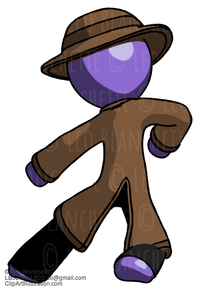 Purple Detective Man Karate Defense Pose Left #2838