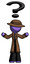Purple Detective Man With Question Mark Above Head, Confused