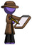 Purple Detective Man Using Clipboard And Pencil