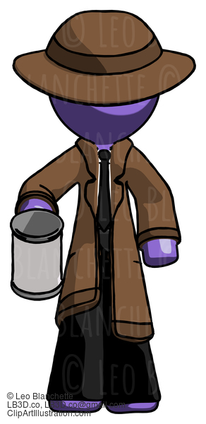 Purple Detective Man Begger Holding Can Begging Or Asking For Charity #2841