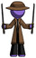 Purple Detective Man posing with two ninja sword katanas up