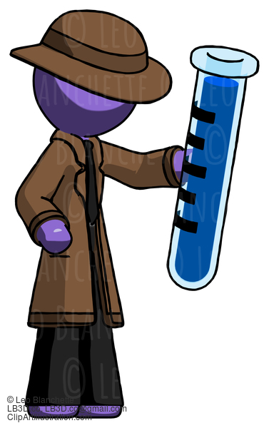 Purple Detective Man Holding Large Test Tube #2847