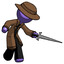Purple Detective Man sword pose stabbing or jabbing