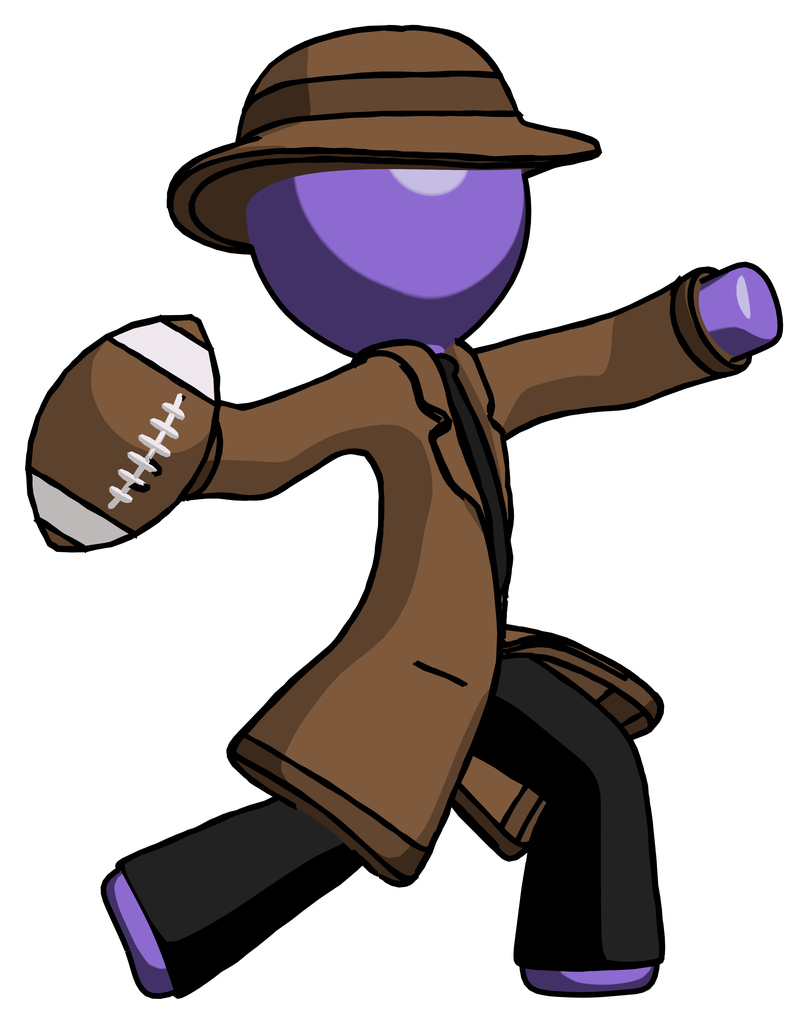 Purple Detective Man throwing football