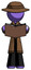 Purple Detective Man reading book while standing up facing viewer