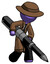 Purple Detective Man Writing with a really big pen