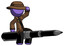 Purple Detective Man Riding a pen like a giant rocket