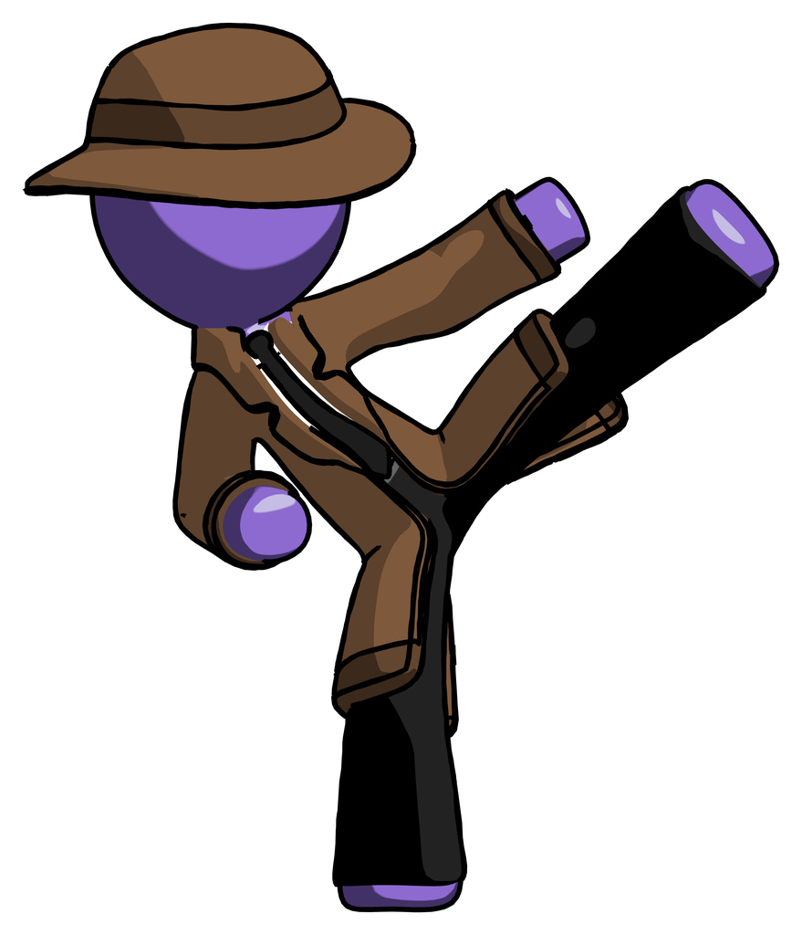 Purple Detective man ninja kick right