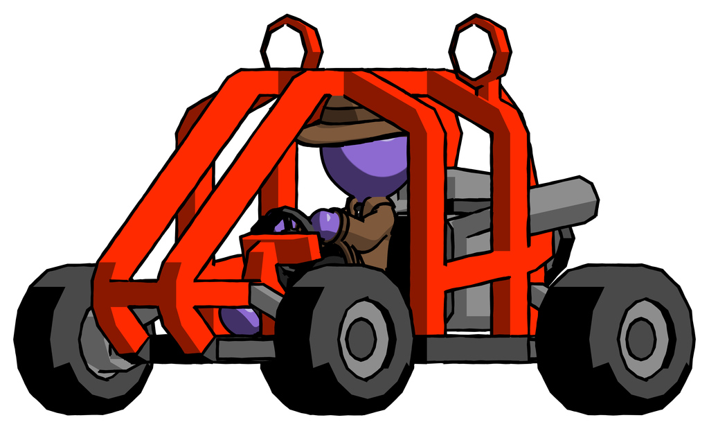 Purple Detective Man riding sports buggy side angle view