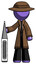 Purple Detective Man Standing With Large Thermometer