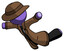 Purple Detective Man skydiving or falling to death