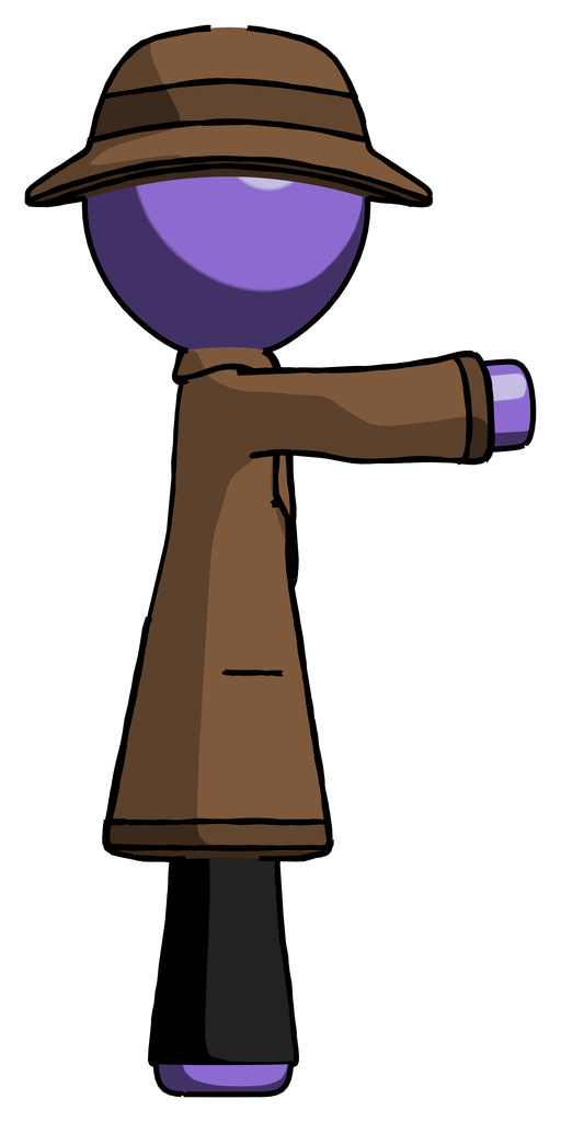 Purple Detective Man Pointing Right
