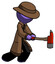 Purple Detective Man with ax hitting, striking, or chopping