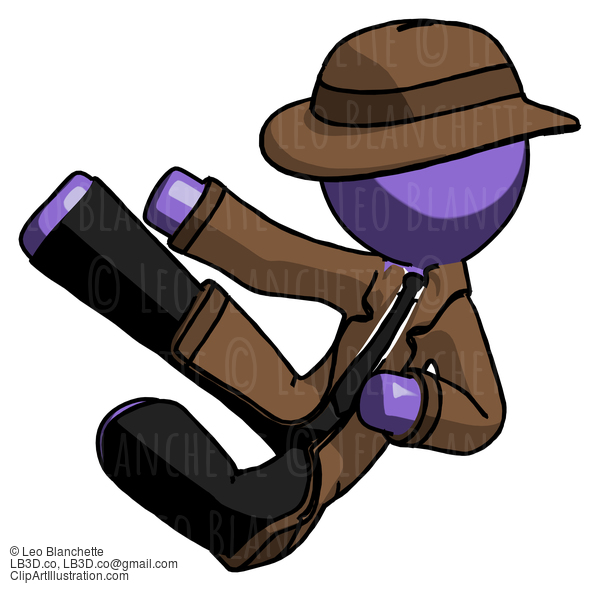 Purple Detective Man Flying Ninja Kick Left #2898