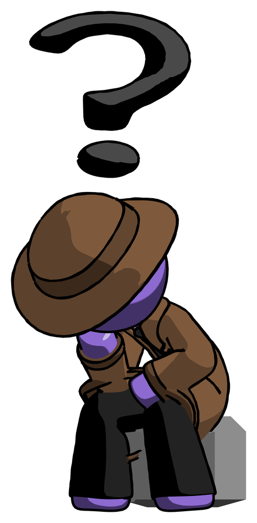 Purple Detective Man Thinker Question Mark Concept