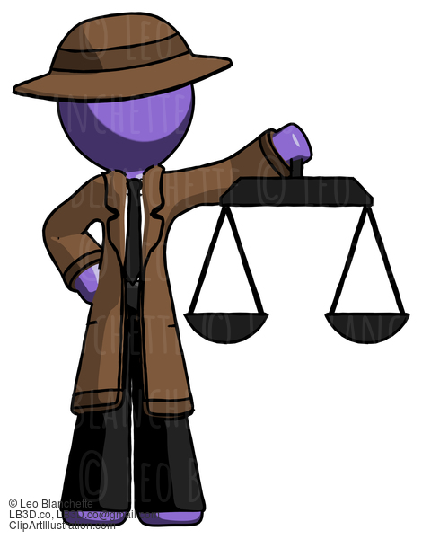 Purple Detective Man Holding Scales Of Justice #2900