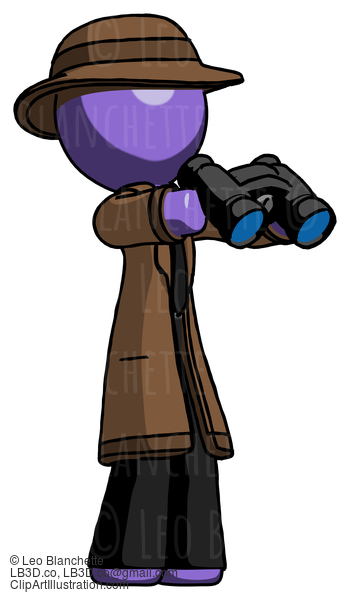 Purple Detective Man Holding Binoculars Ready To Look Right #2903