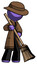 Purple Detective Man sweeping area with broom