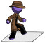 Purple Detective Man on postage envelope surfing