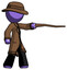 Purple Detective Man pointing with hiking stick