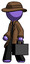 Purple Detective Man Walking With Briefcase To The Left