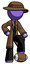 Purple Detective Man standing with foot on football