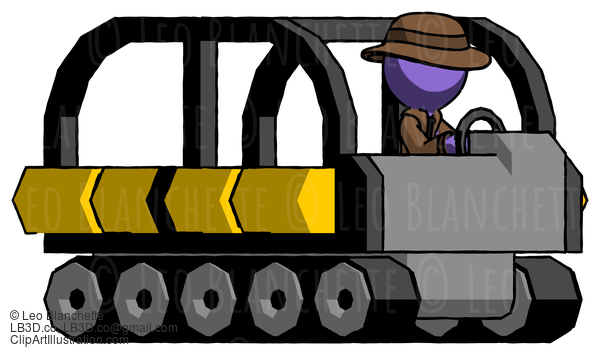 Purple Detective Man Driving Amphibious Tracked Vehicle Side Angle View #2916