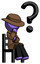 Purple Detective Man Question Mark Concept, Sitting On Chair Thinking