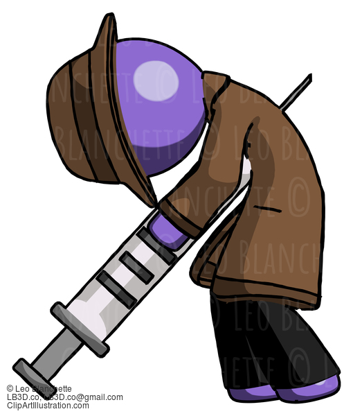 Purple Detective Man Lethal Injection, Impaled On Syringe #2923