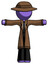 Purple Detective Man T-Pose Arms Up Standing