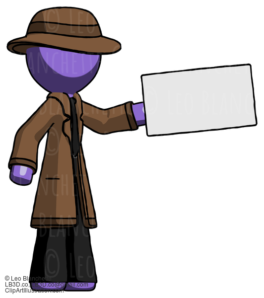 Purple Detective Man Holding Large Envelope #2927