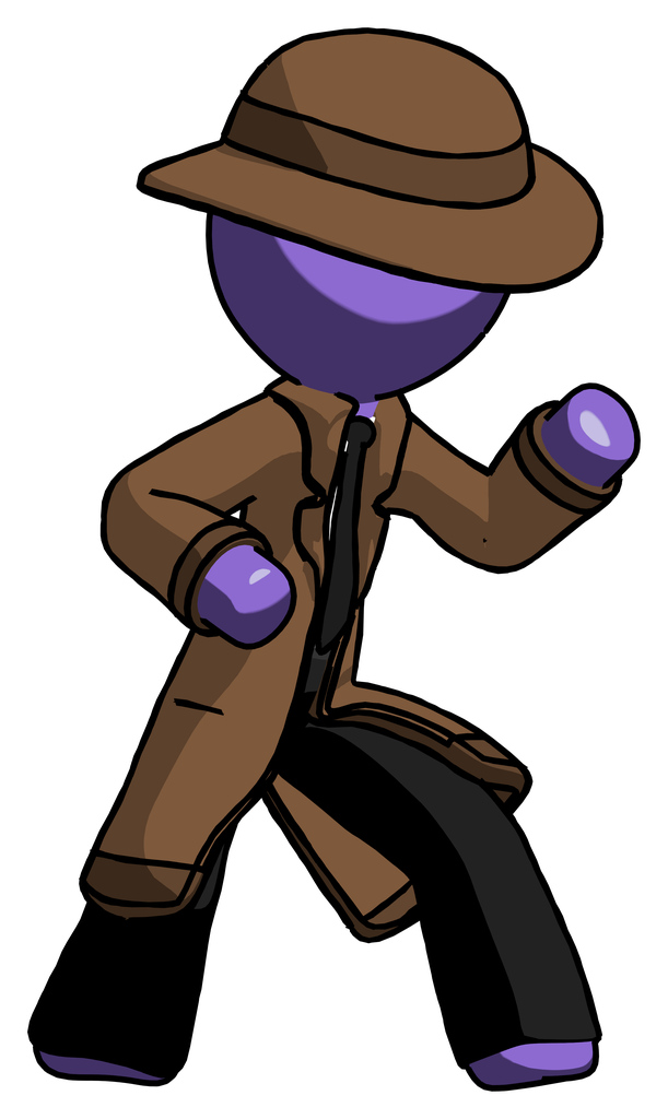 Purple Detective Man martial arts defense pose right