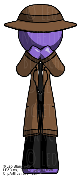 Purple Detective Man Laugh, Giggle, Or Gasp Pose #2932