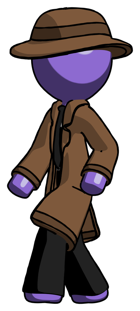 Purple Detective man man walking turned left front view