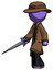 Purple Detective Man with sword walking confidently